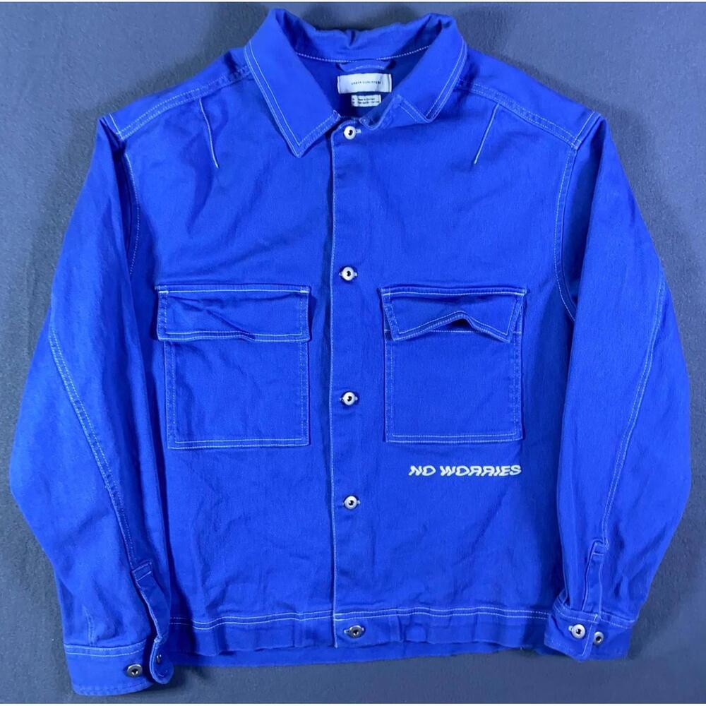 Urban Outfitters Royal Blue Denim Jean Jacket Men’s Medium No Worries Streetwear